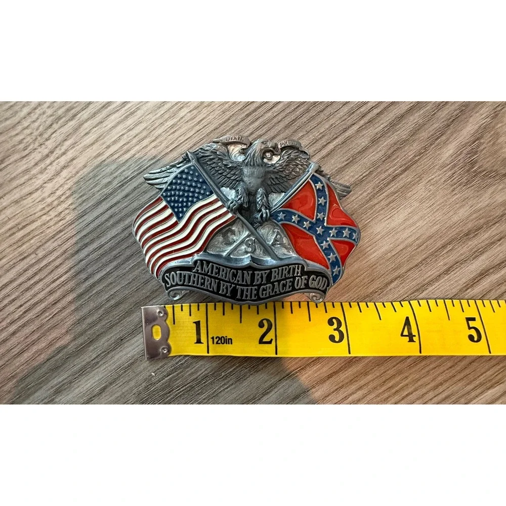 Vintage 1987 Siskiyou Belt Buckle American By Birth Southern By Grace Of God